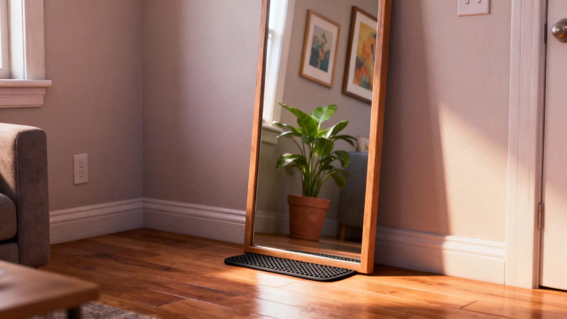 1. Full-length leaning mirror for depth and personality