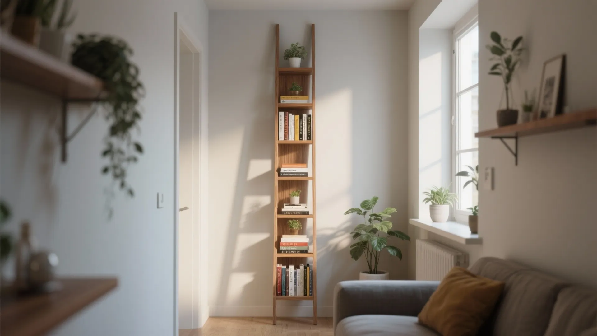 1. Leaning Ladder Bookcase