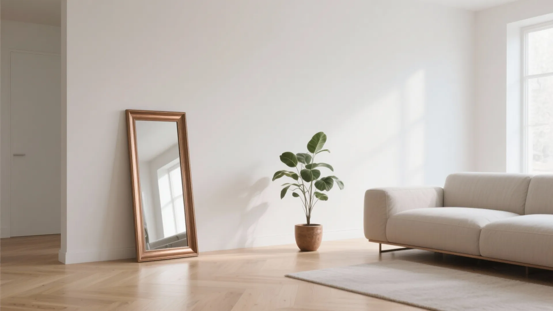 2. Leaning Oversized Mirrors