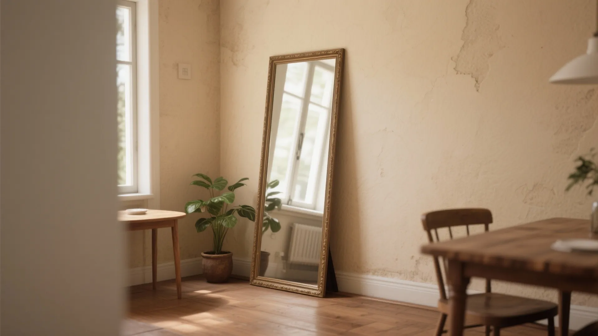 1. Leaning mirror for instant depth