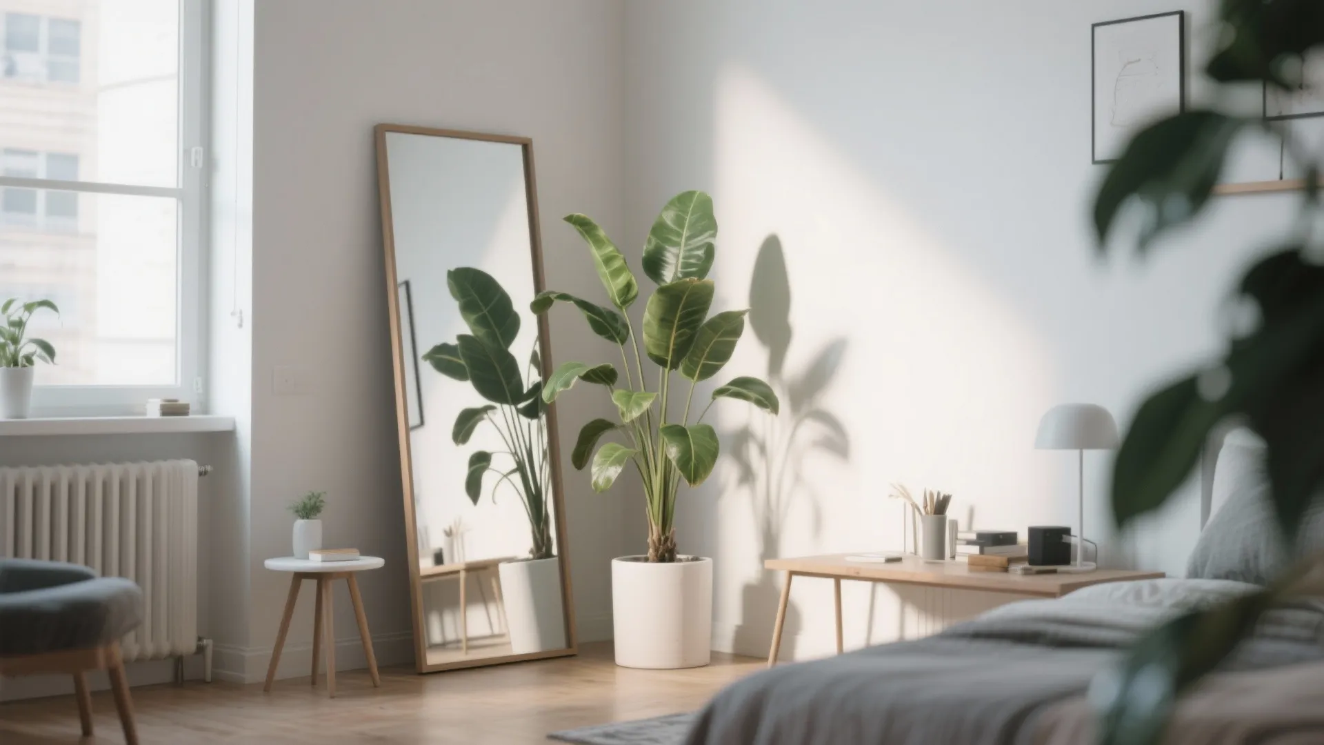 4. Leaning Mirror in the Corner