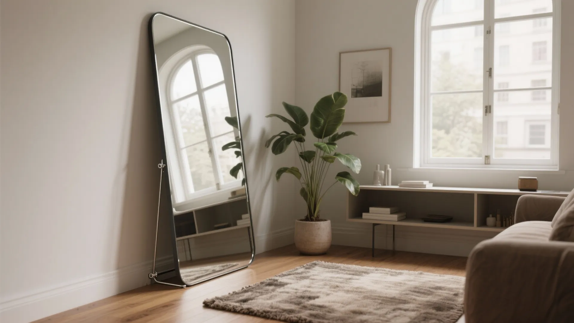 3. Lean a Tall Mirror Against a Corner