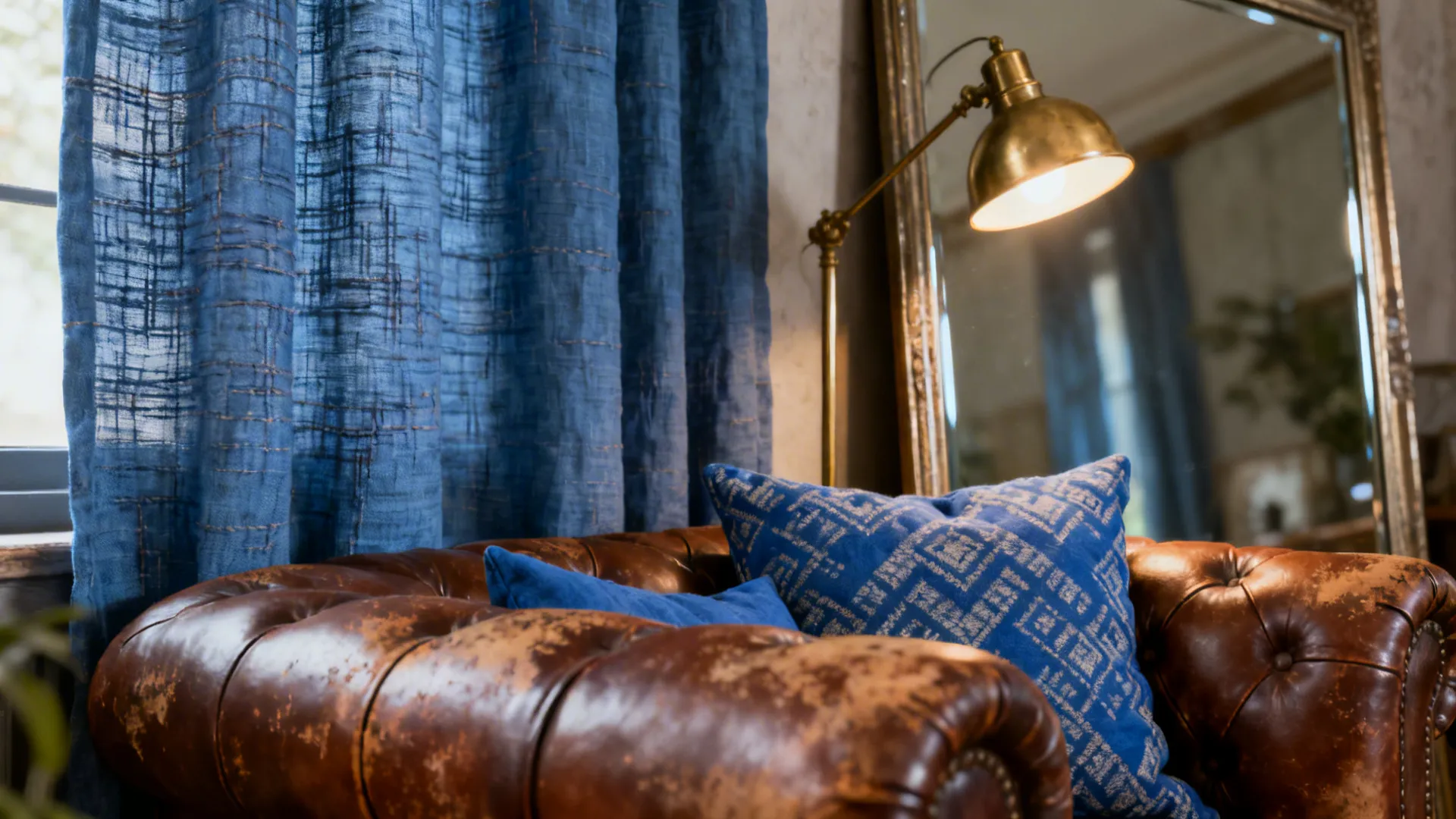 2. Brown Leather Anchors and Blue Accents