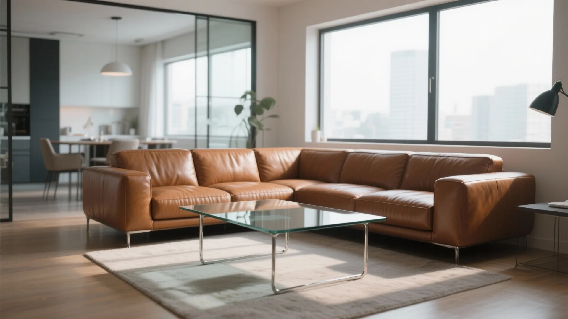 4. Leather Meets Glass for Lightness