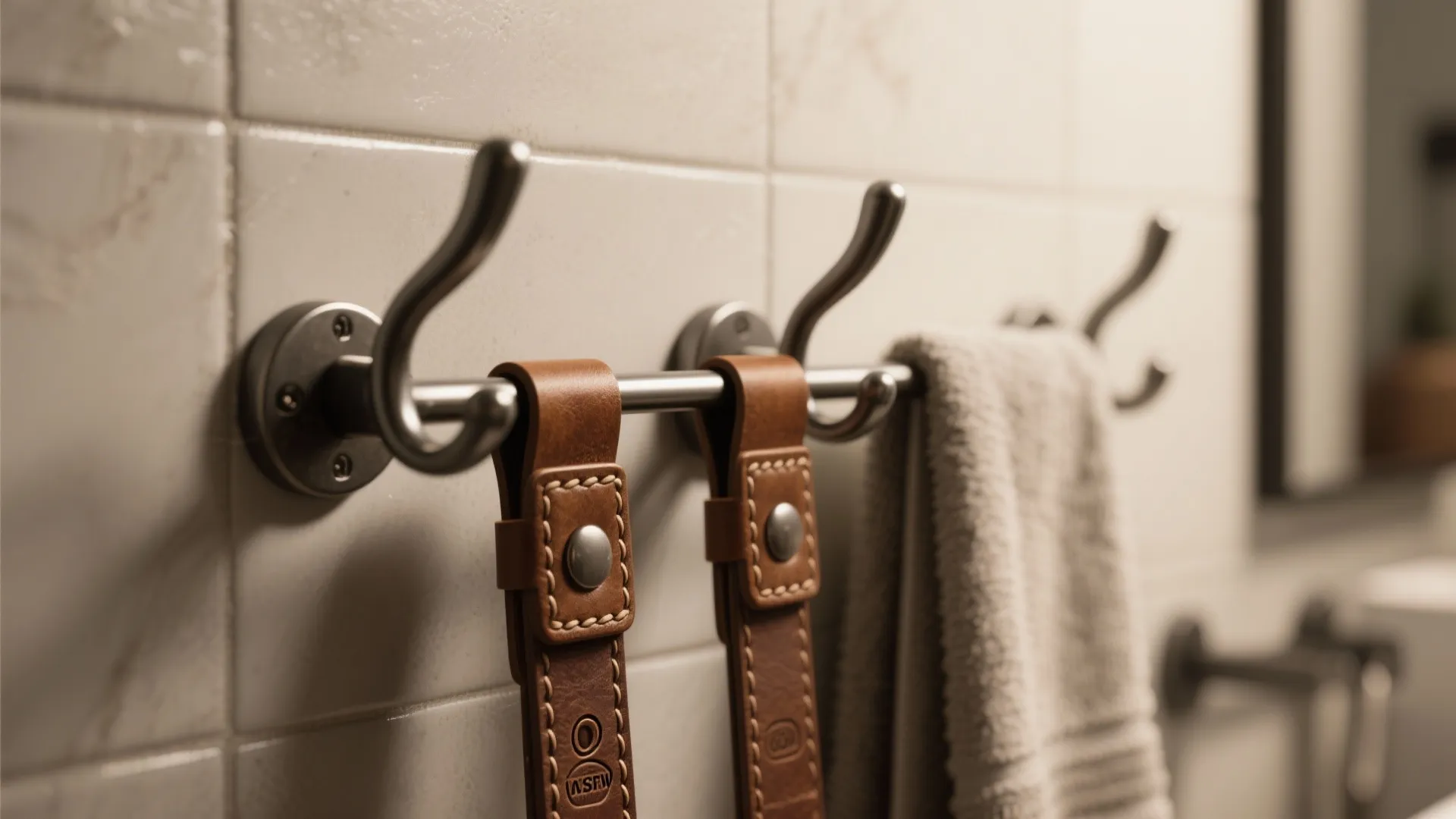 Functional Storage with Leather and Metal Hooks