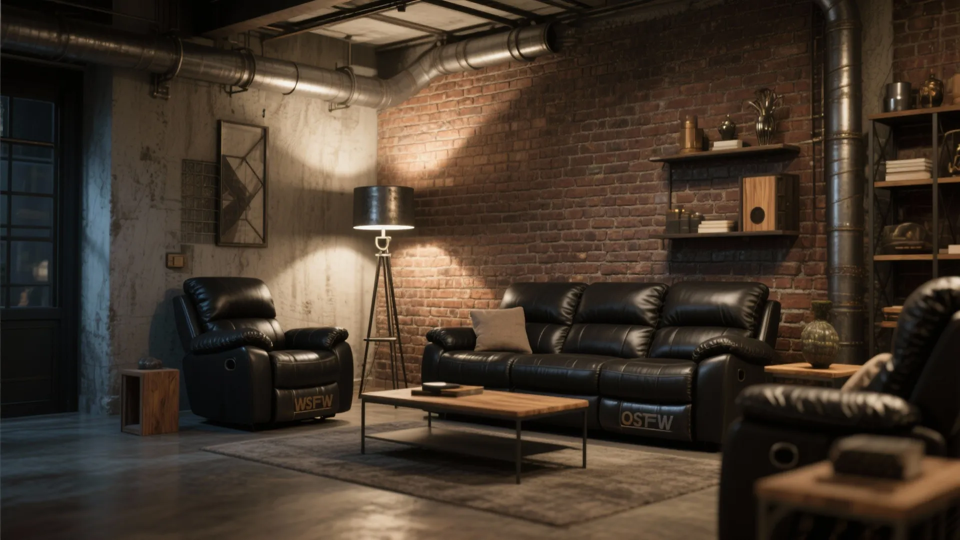 2. Leather Recliners with Industrial Accents