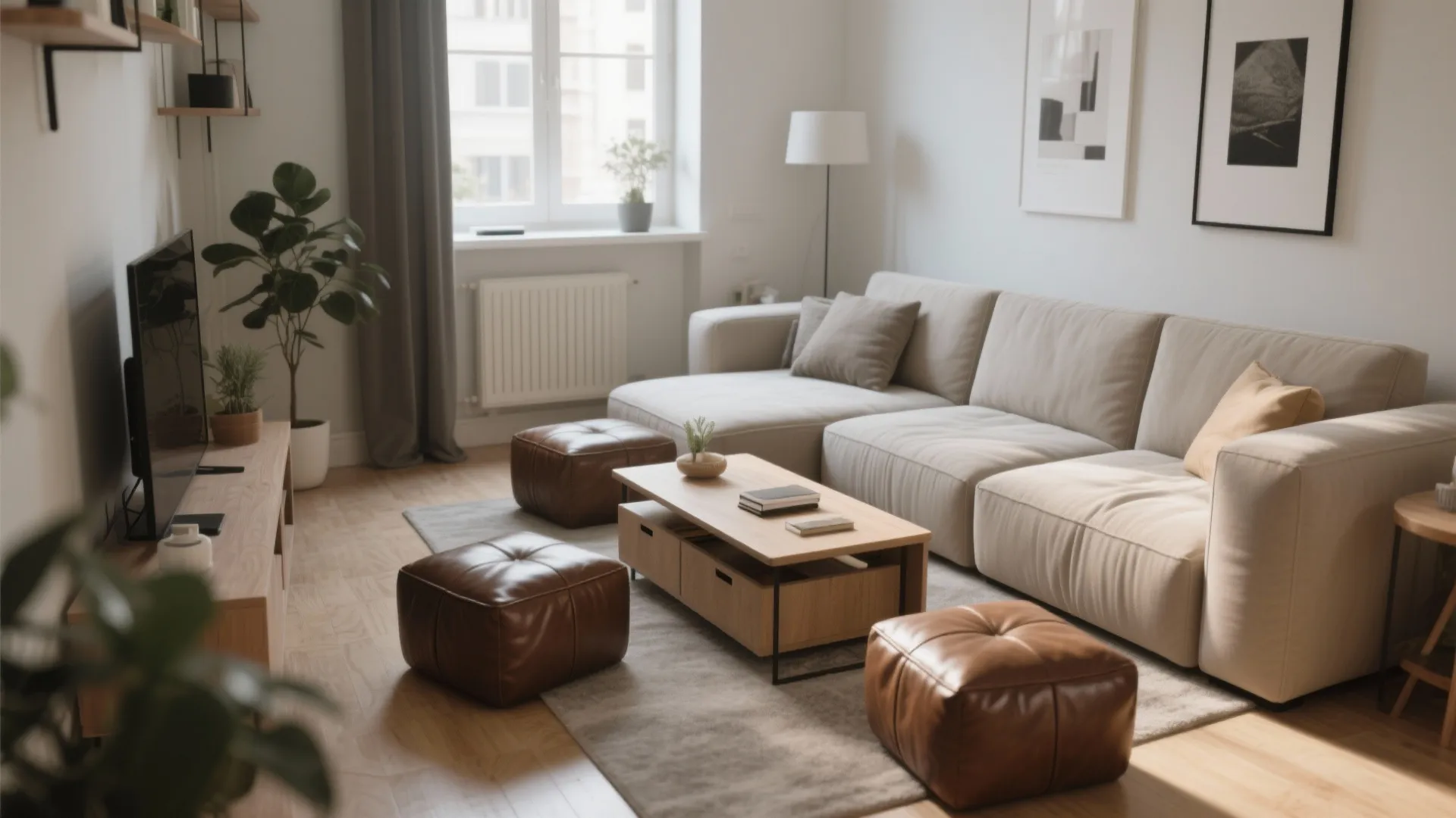 Leather Ottomans with Storage