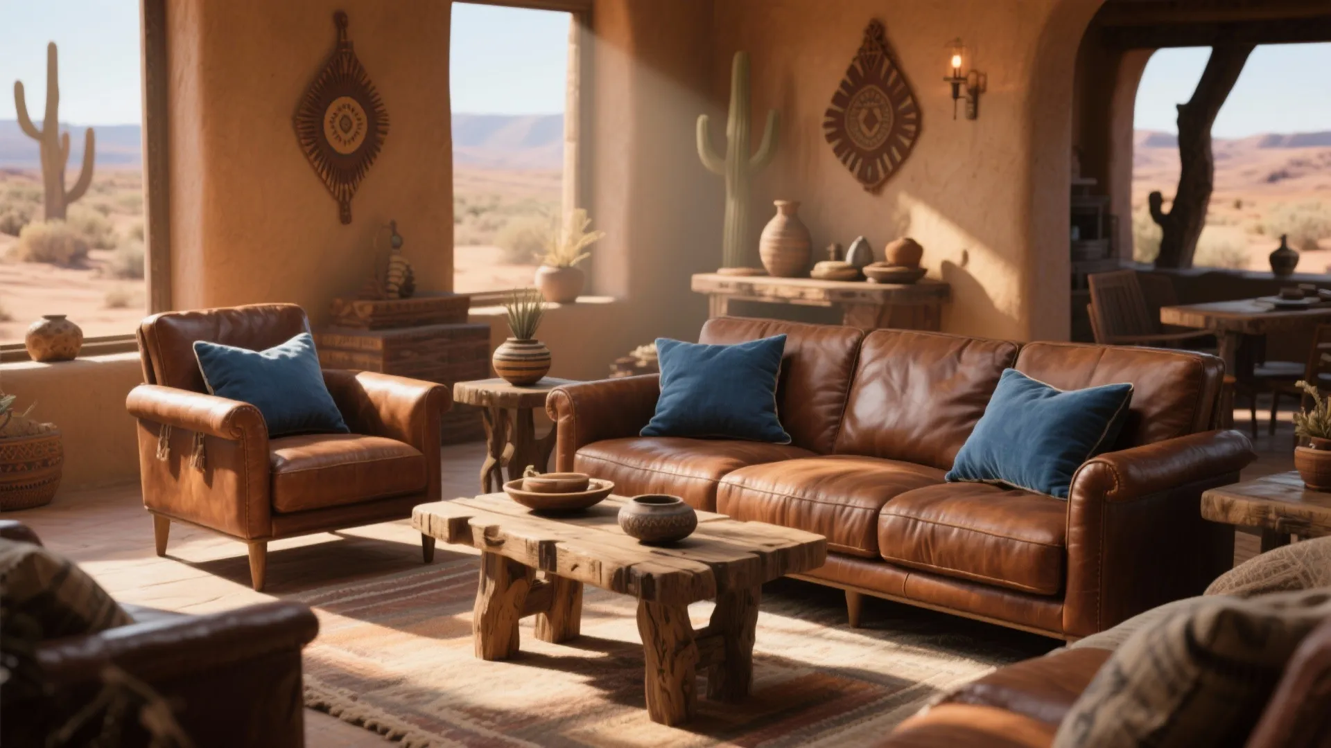 5. Rustic Leather Seating