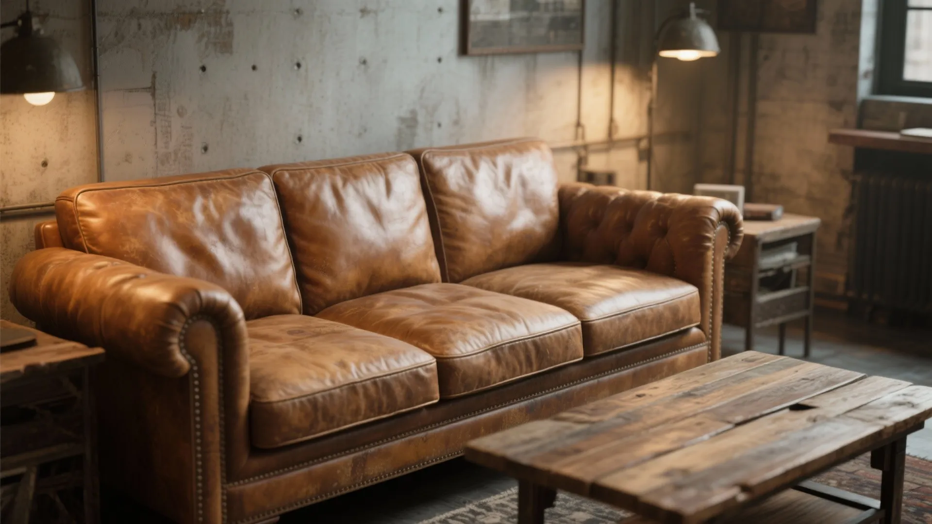 Leather Sofa with Patina