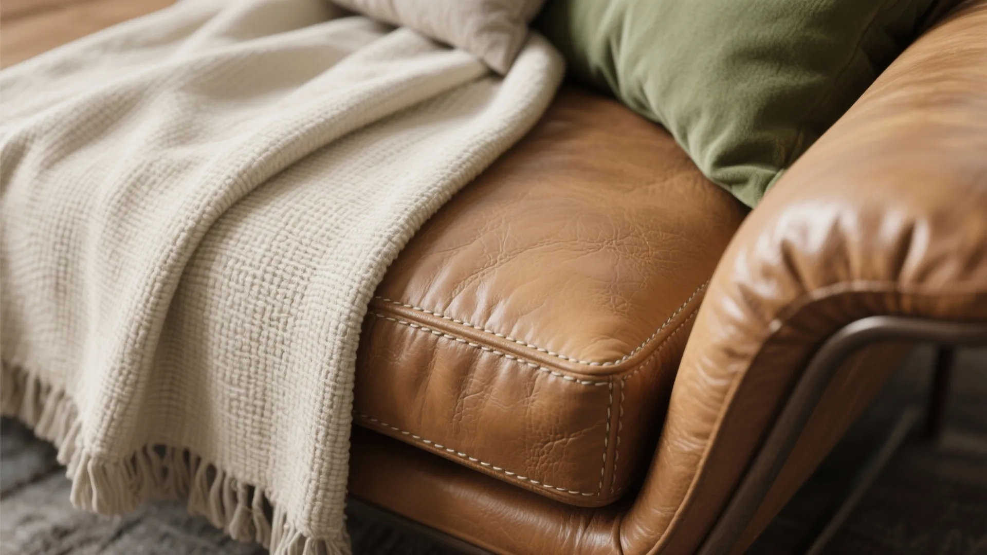 2. Mix leather with softer textiles to soften the look