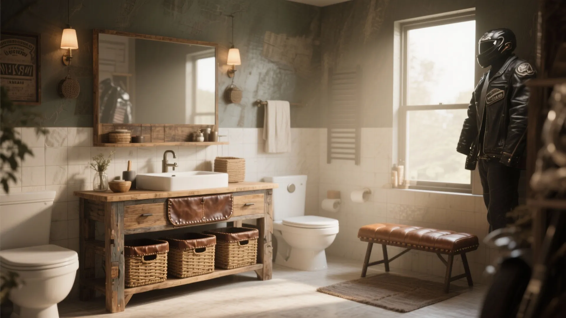 5. Leather and Wood Accents