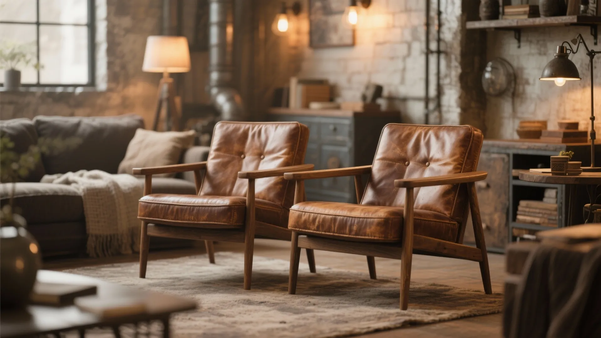 3. Leather and Wood Combo