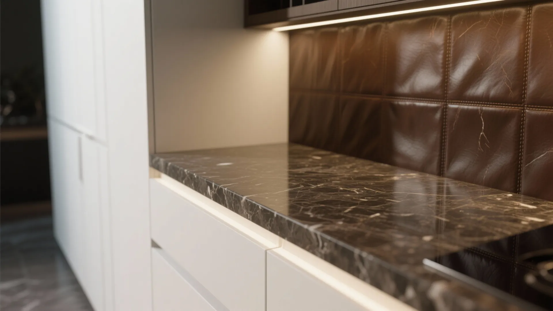 3. Leathered brown granite for a tactile, luxe feel