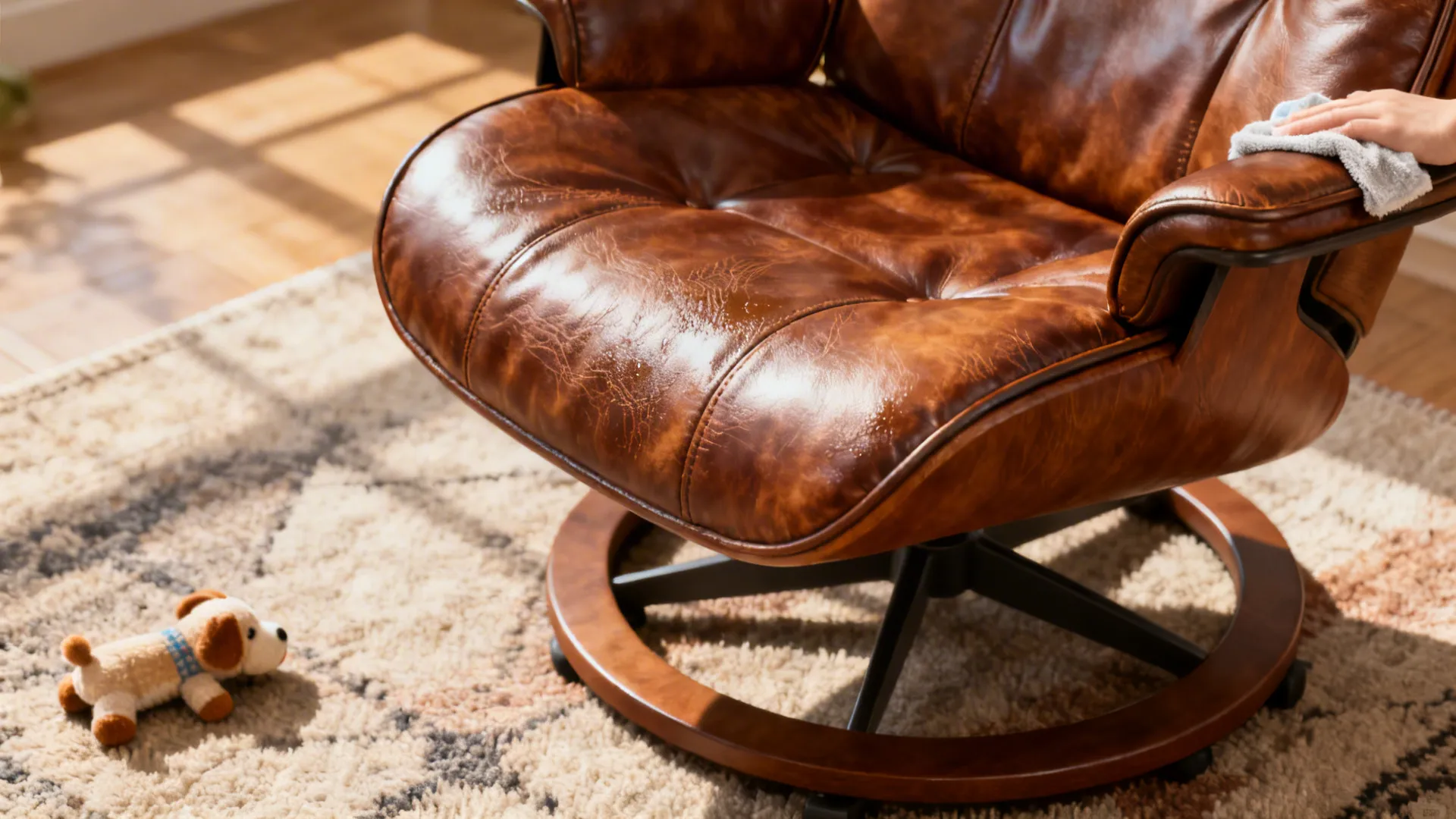 5. Leather-Look Compact Swivel for Easy Care