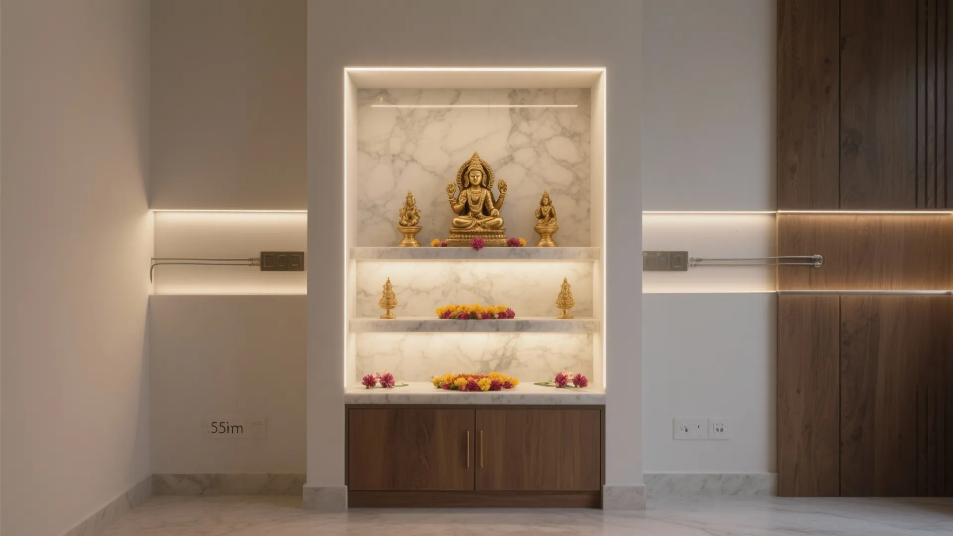 3) Compact stepped alcove with LED backlighting