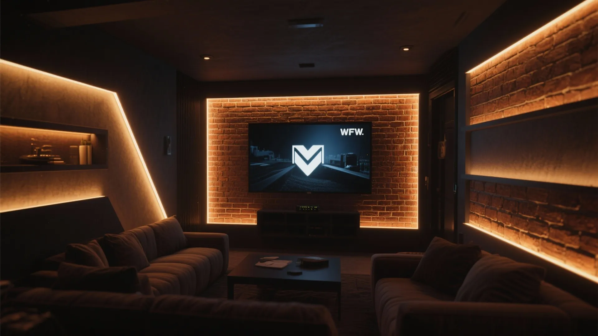 LED Backlit Brick Feature