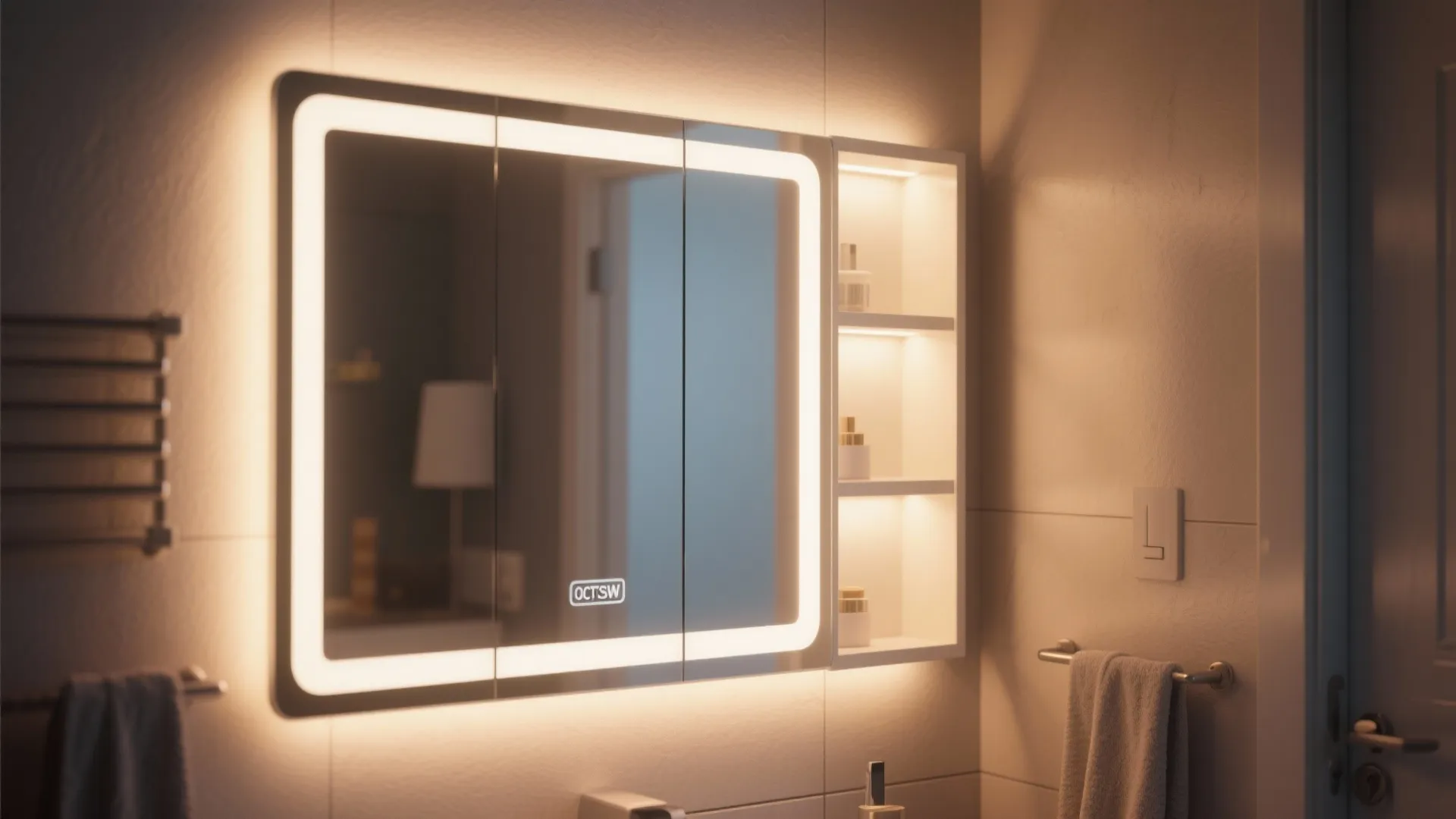 4. Mirrored cabinet with ambient backlighting