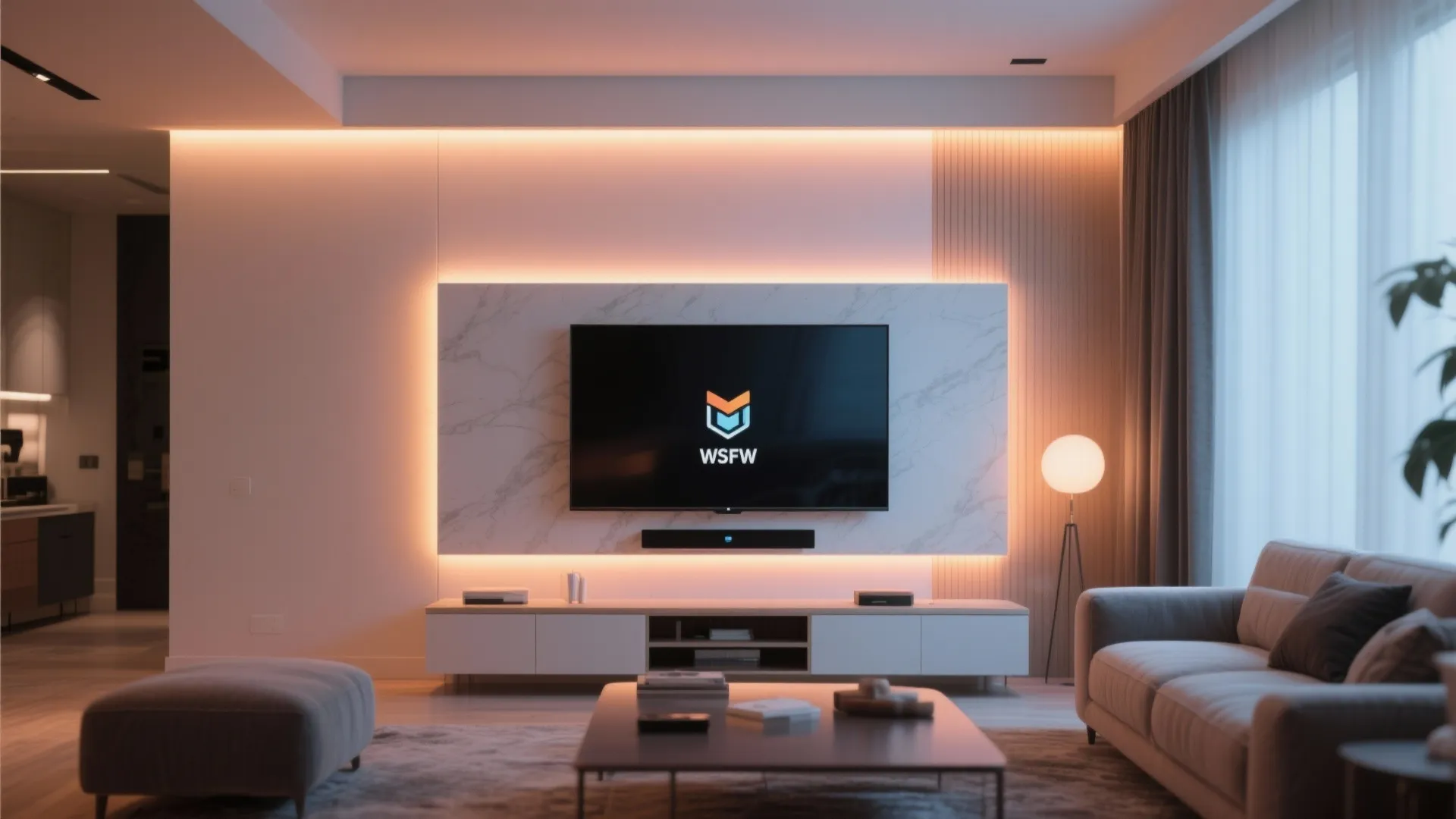 LED Strip Lighting Behind TV Unit