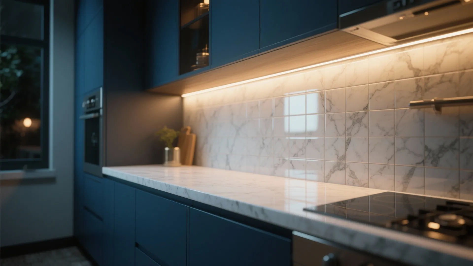 5. Accent lighting and reflective backsplashes
