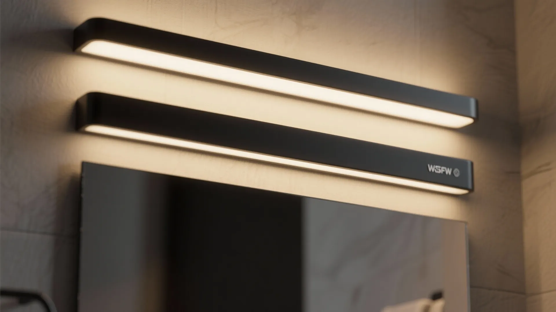 4. Slim Black LED Bar Light Above the Mirror