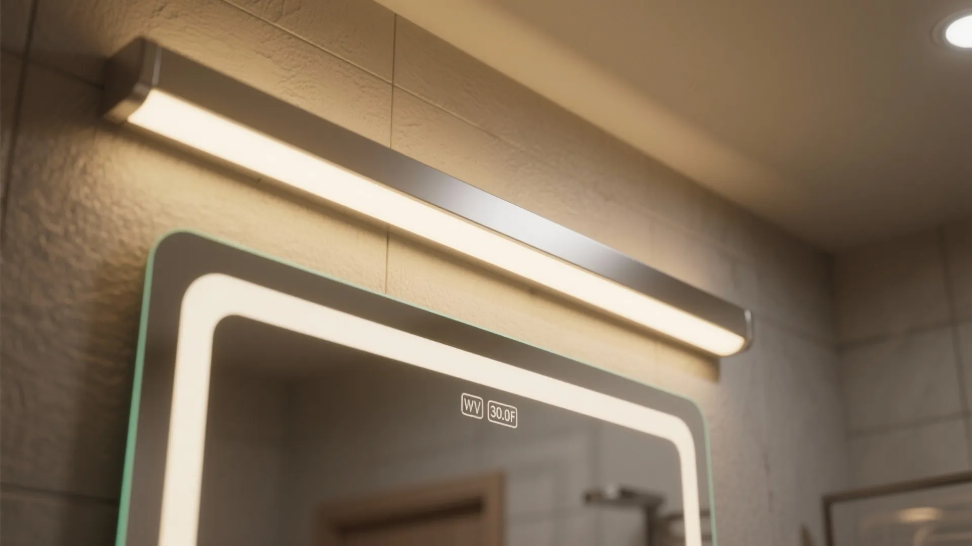 1. Slim LED Bar Above the Mirror