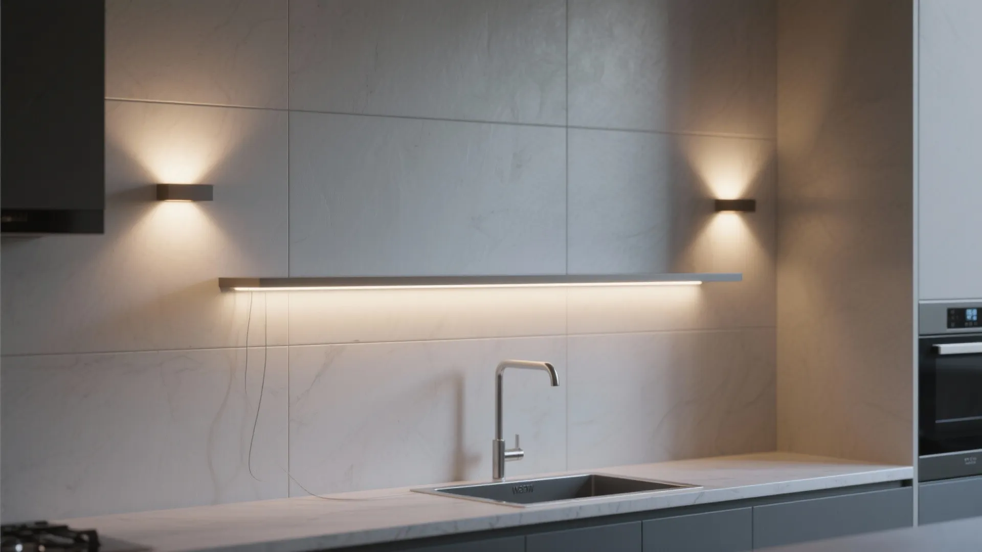 5. Integrated LED Strips Behind a Floating Shelf