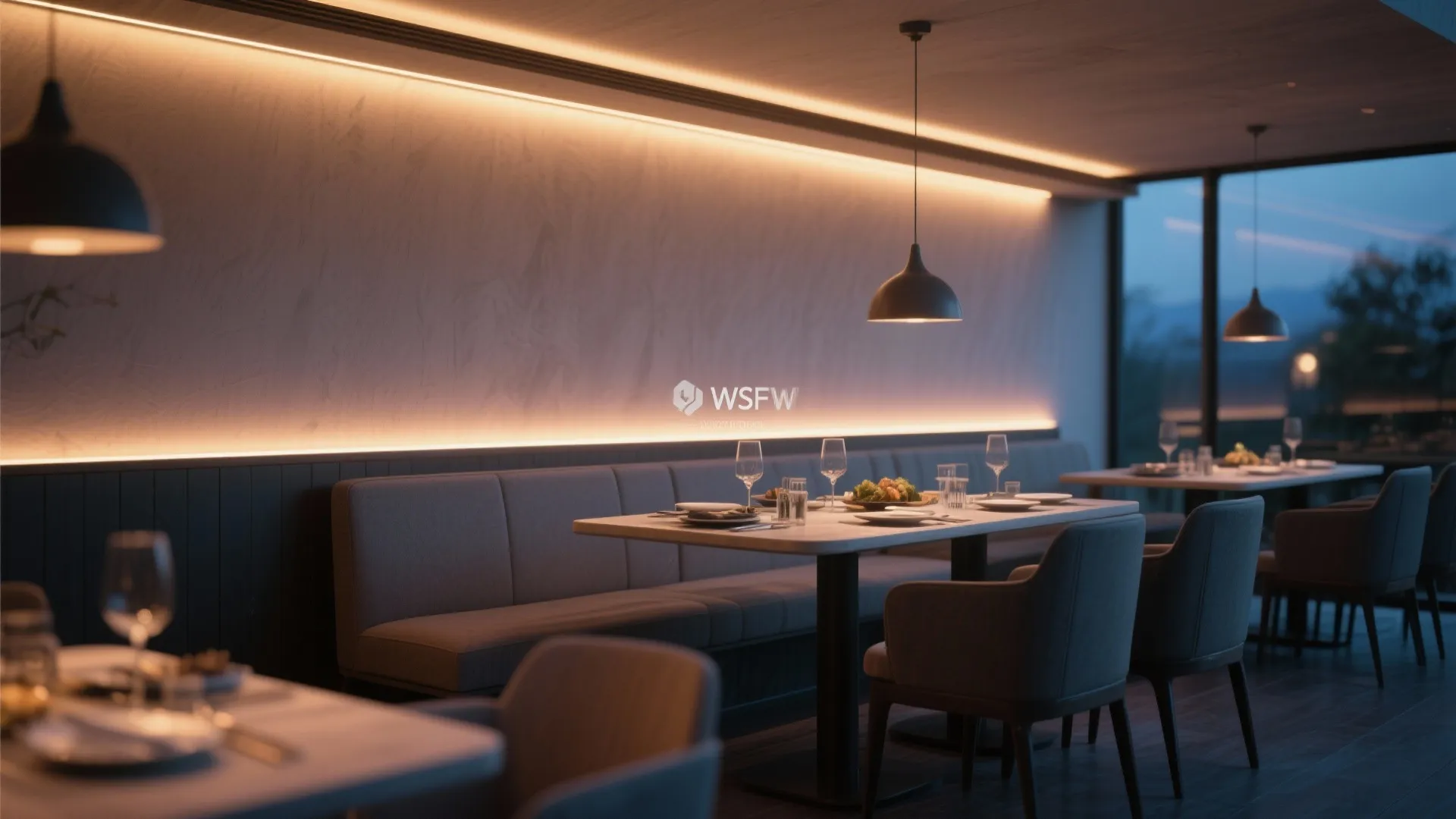 5. Integrated LED Strip Chair Rail