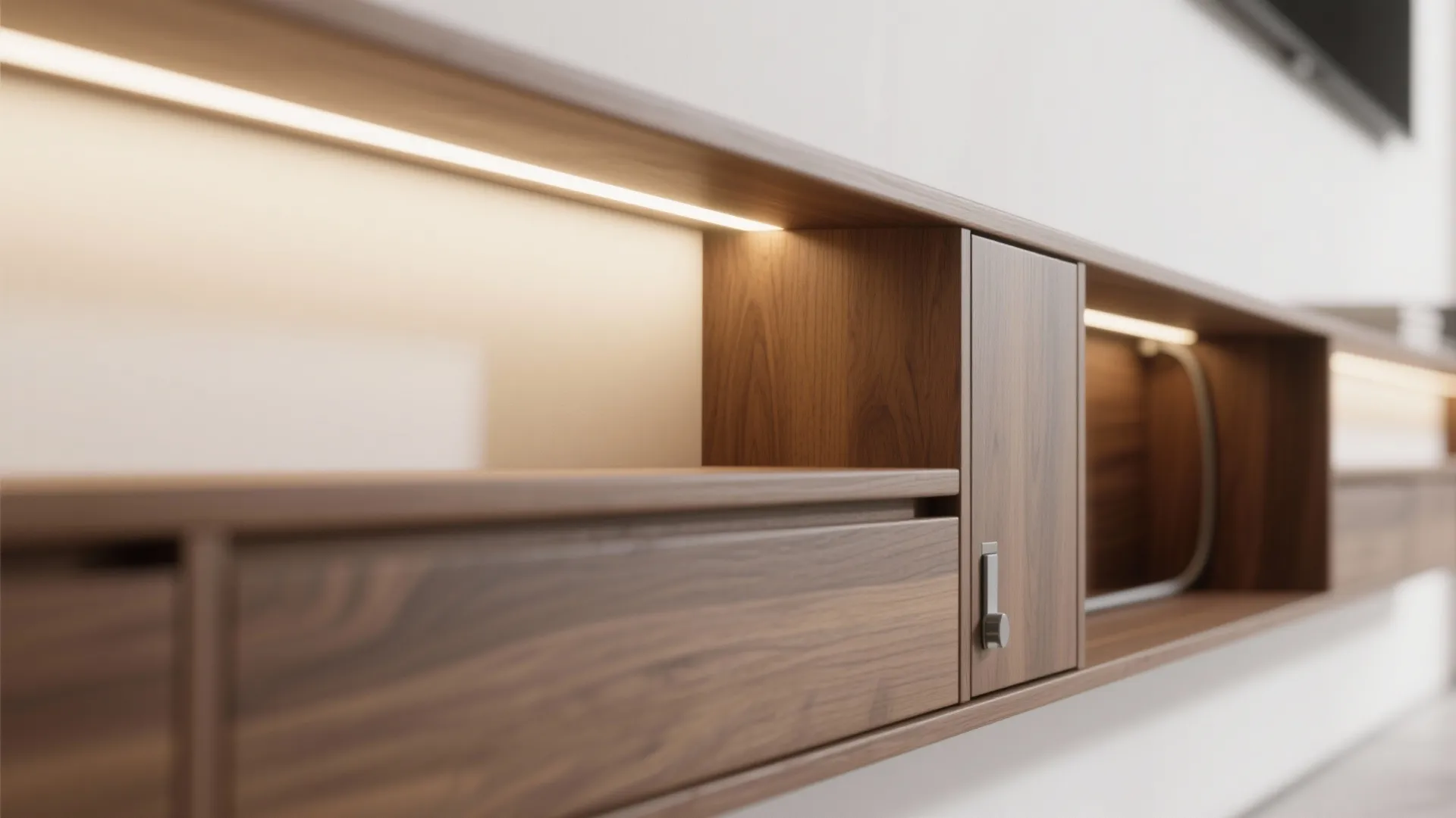 Floating sideboards with integrated lighting