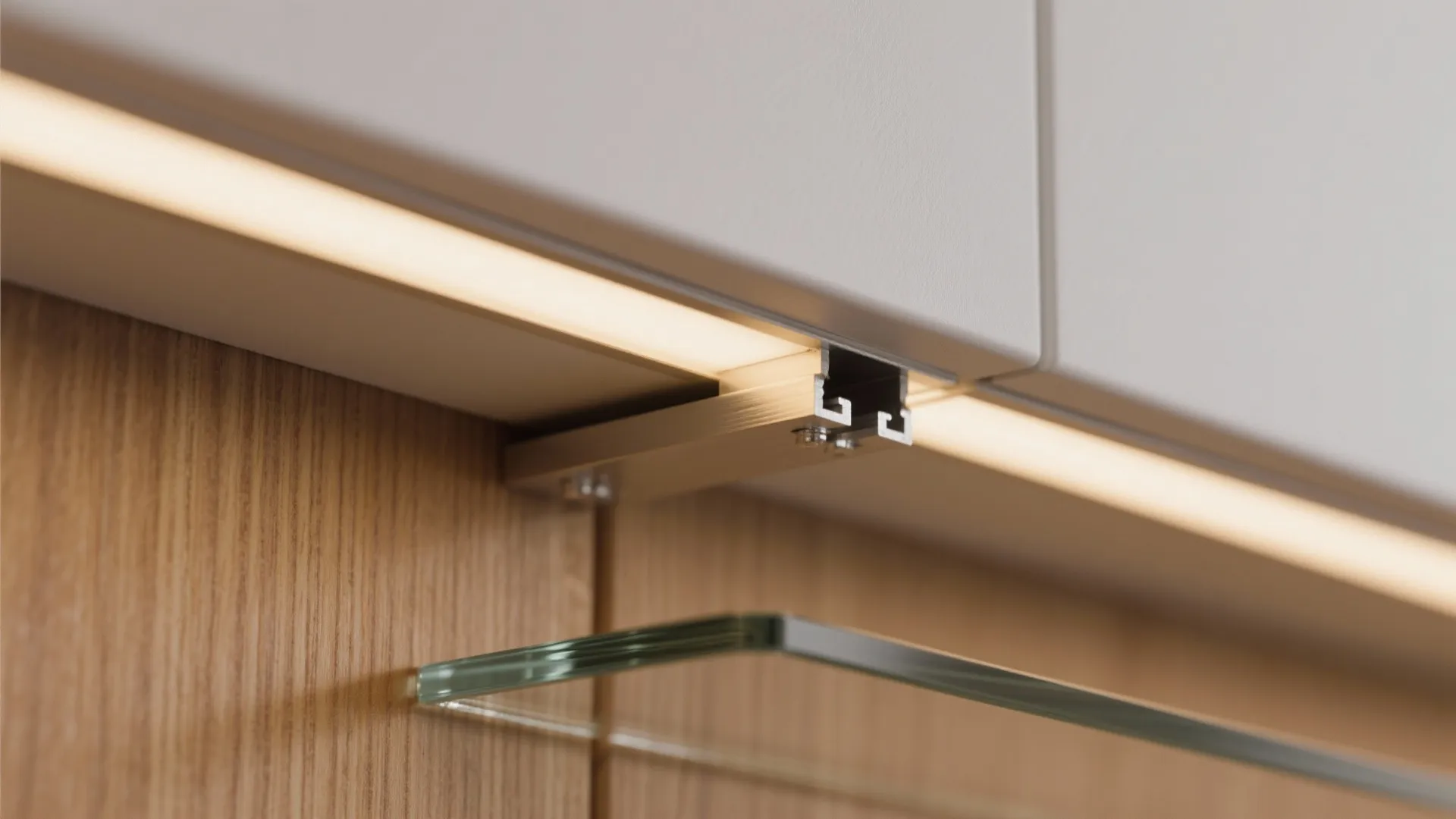 Light-Toned Paneling with Integrated LED and Glass