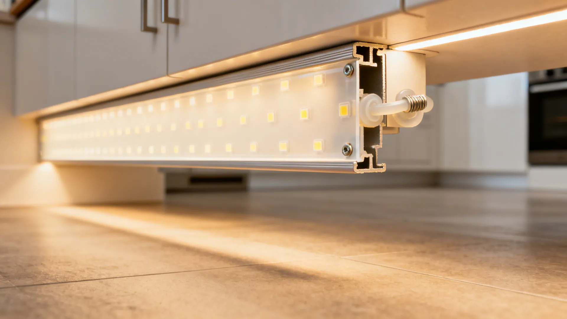 2) LED Under-Island Skirting for a Floating Effect