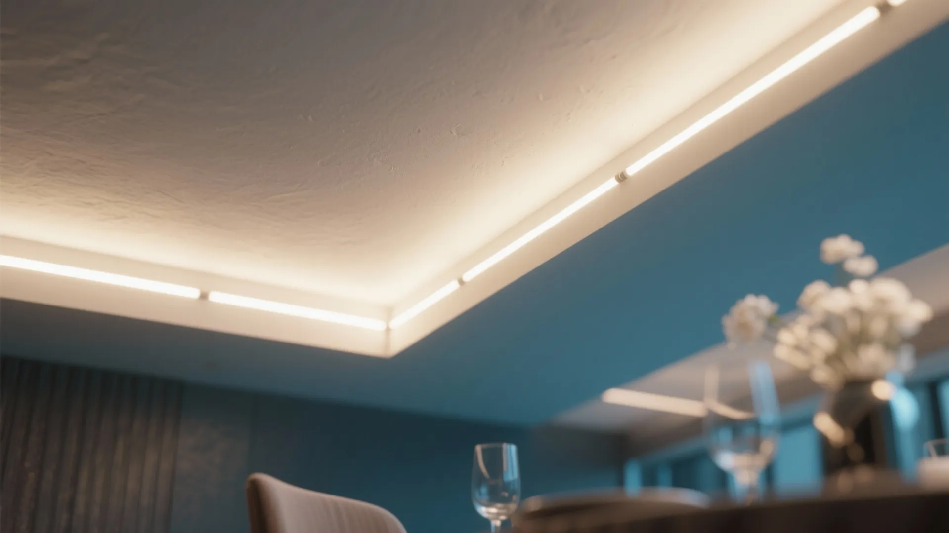 5. LED Cove Lighting Along Ceiling Edges