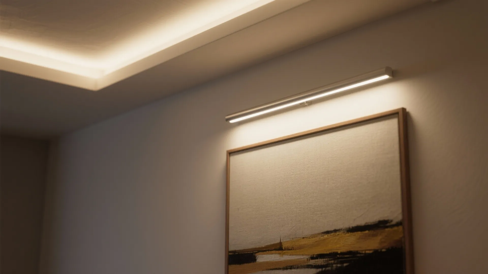 4. Picture Lights and LED Strips to Add Depth