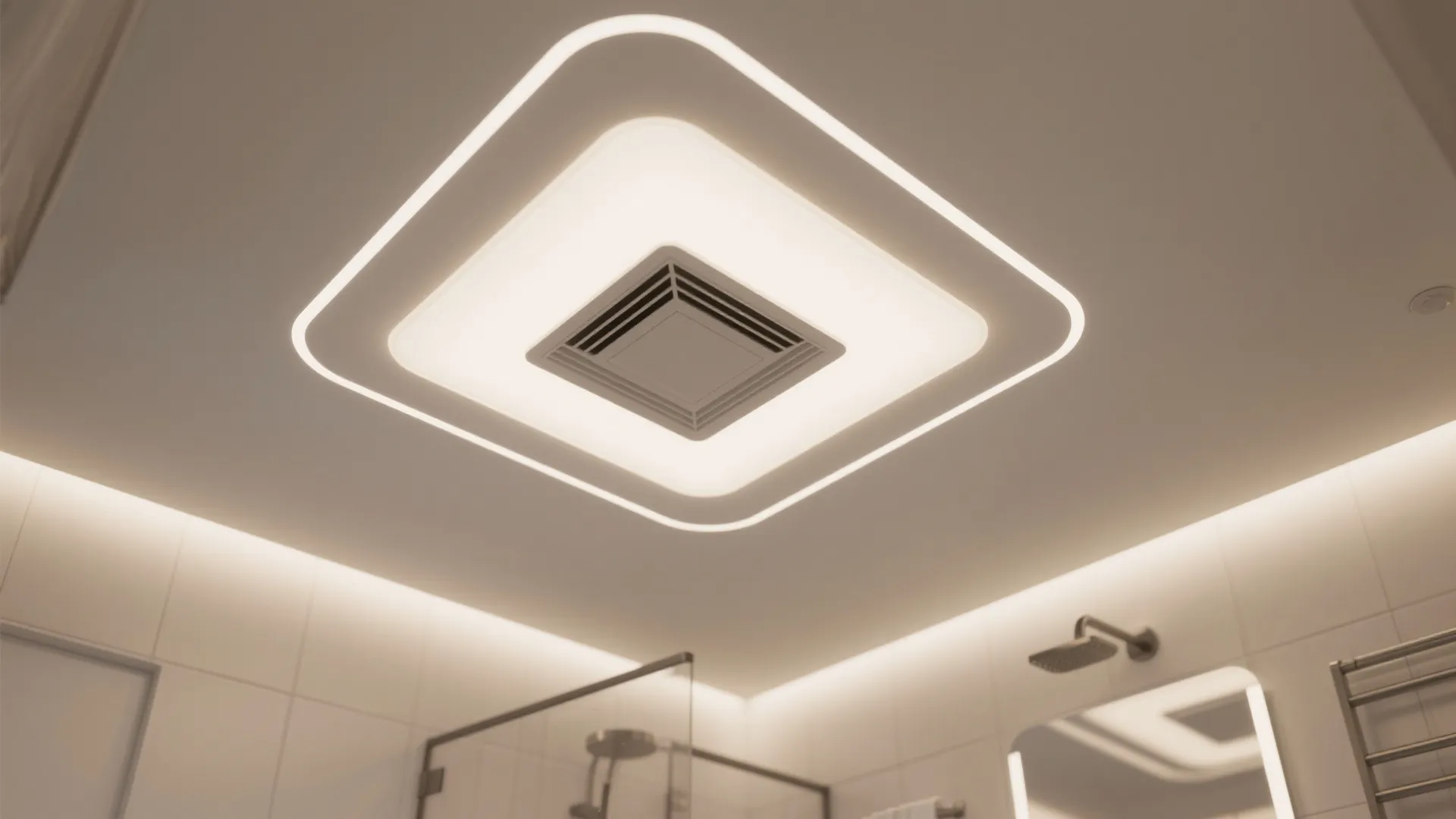 2. Integrated LED diffuser — light and vent in one neat rectangle