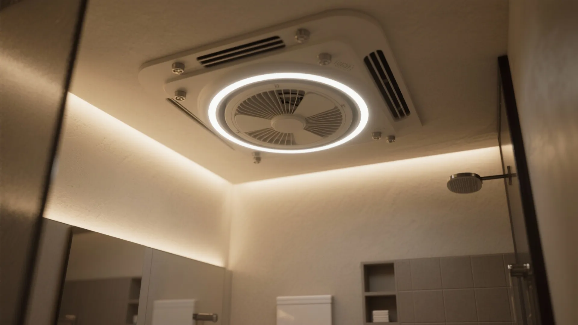 1. Integrated LED light-fan combo with dimmable warmth