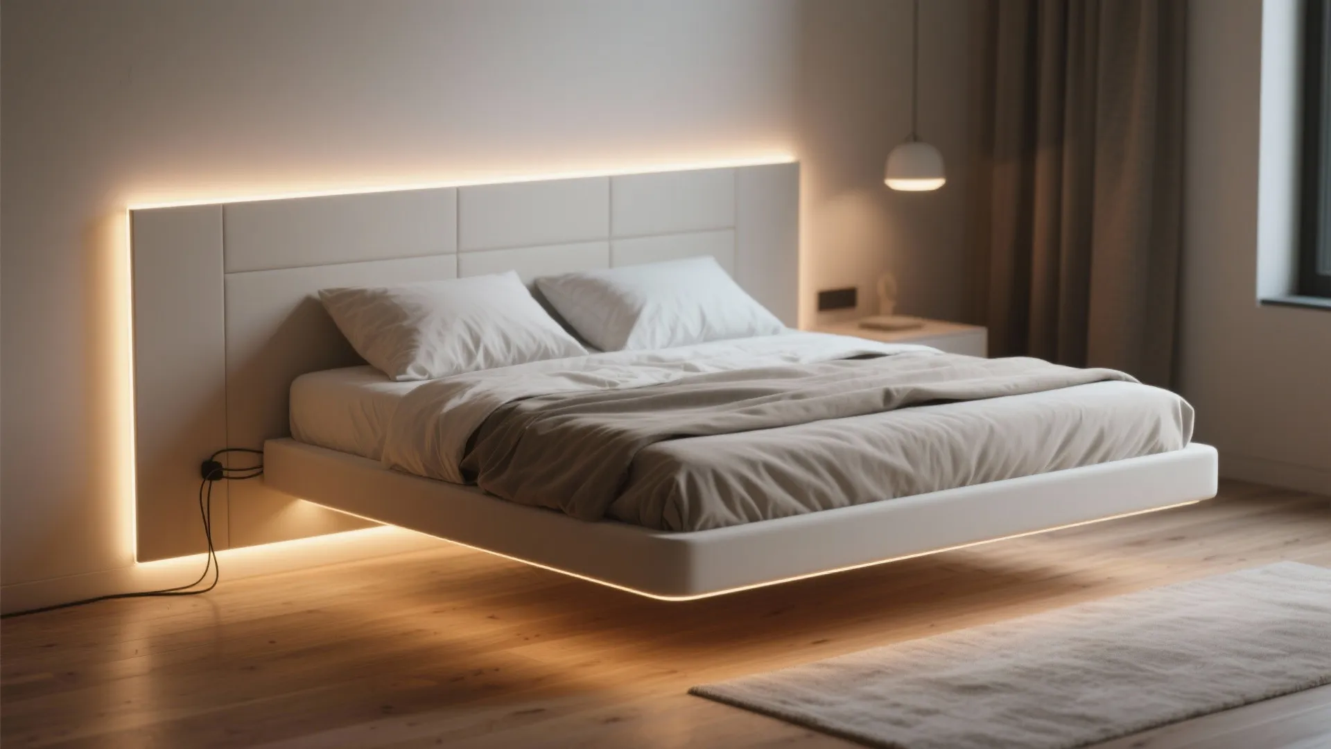 4. LED strip lighting behind panels or headboards