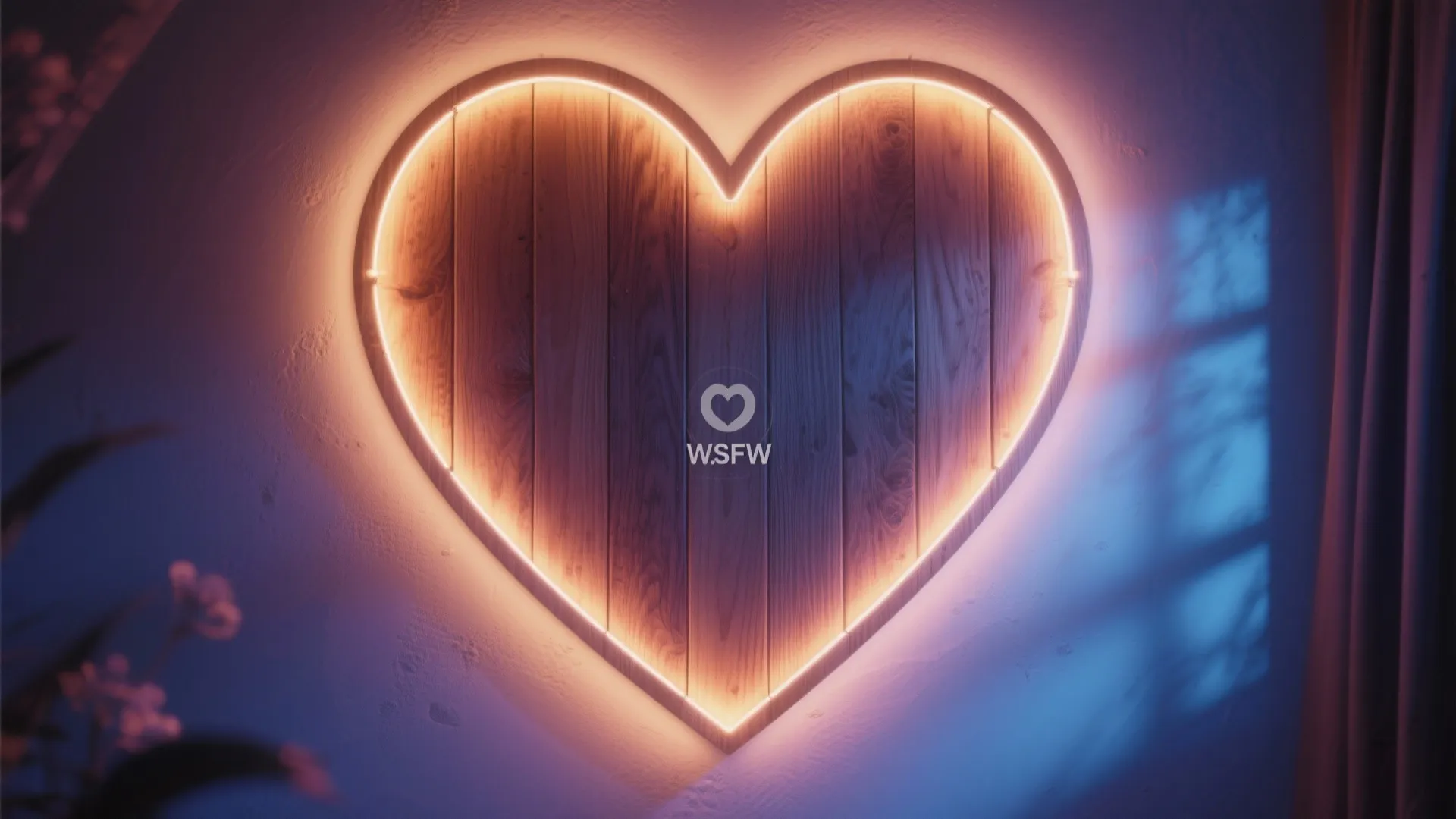 LED backlit wooden heart creating warm glow