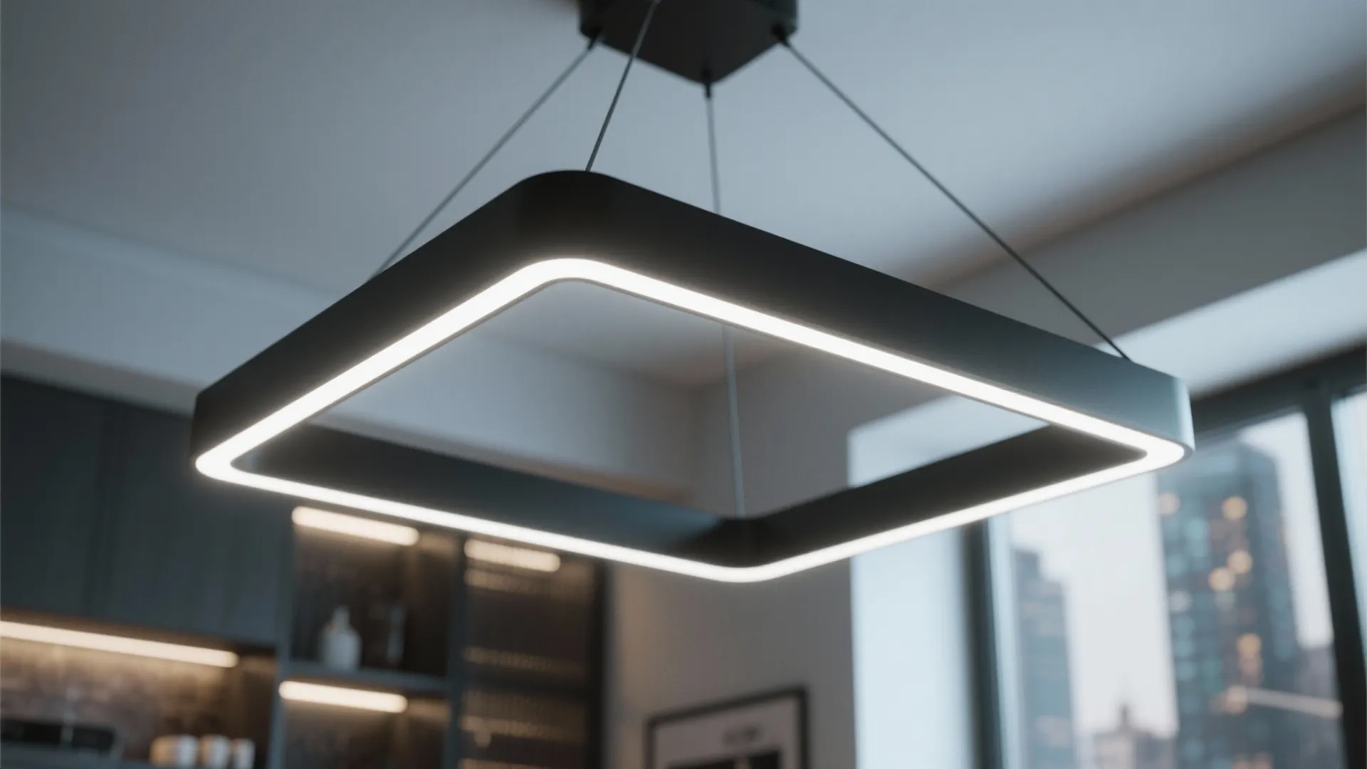 5. Black Chandelier with Integrated LED