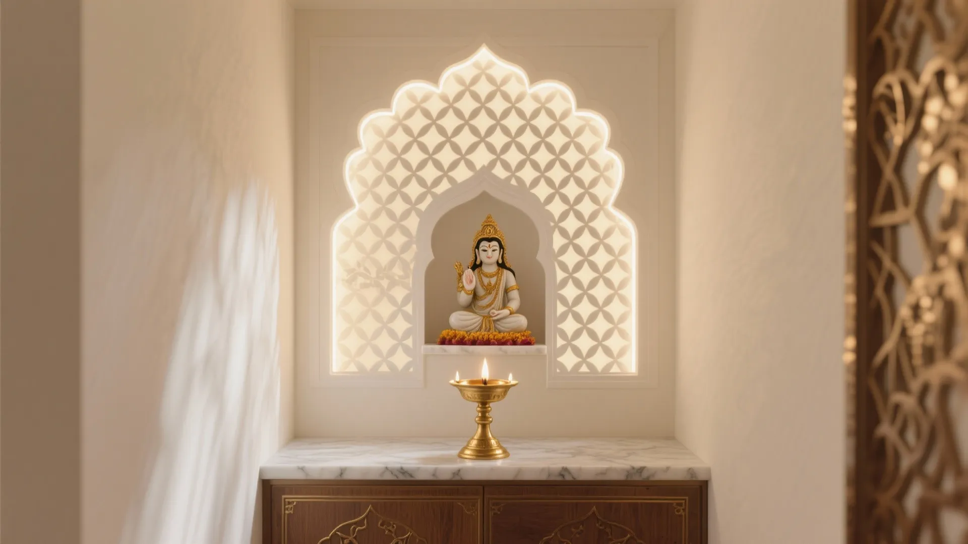1) LED-Backlit Jaali for a Sacred Glow