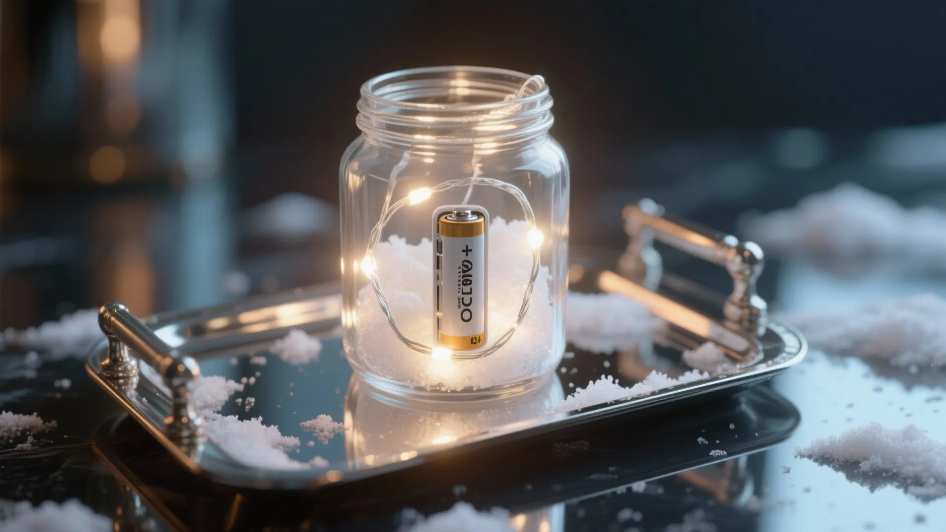 4. Light layering: battery LED strands and reflective accents