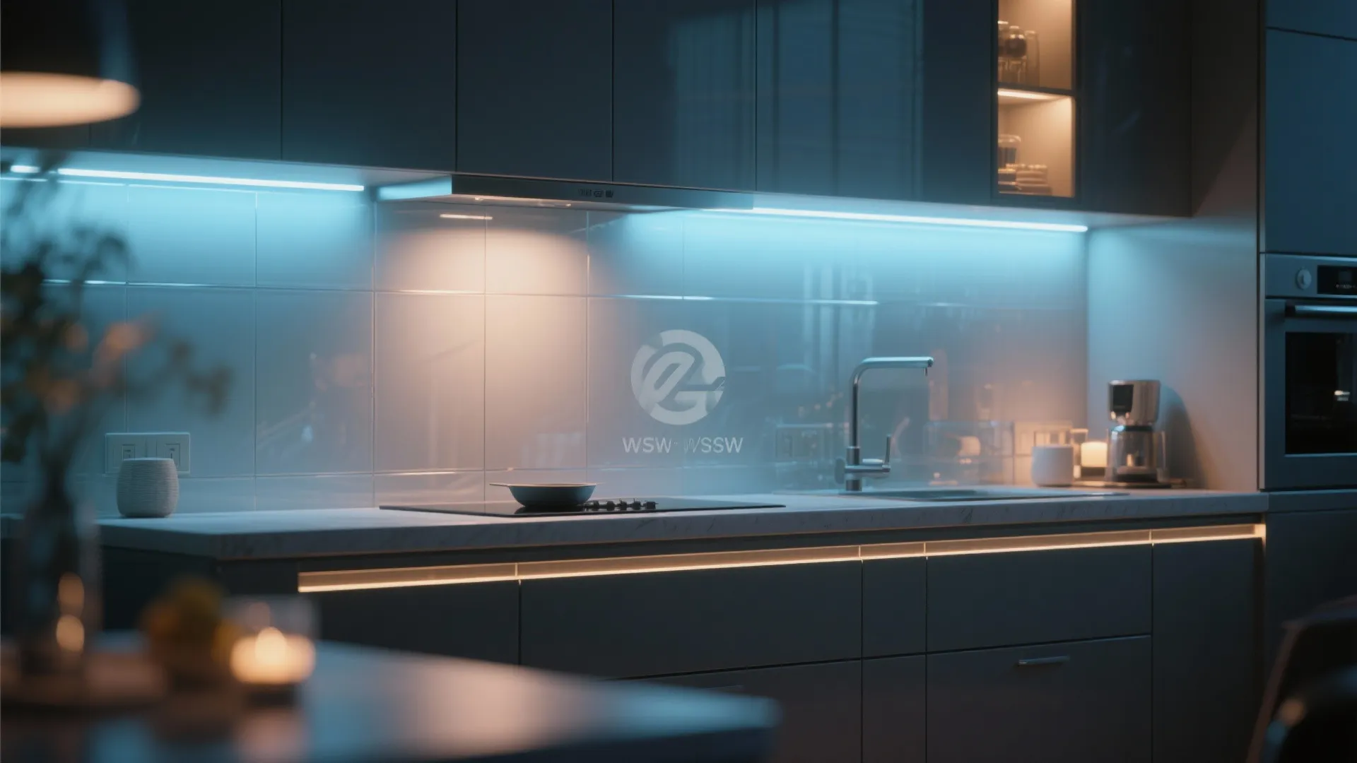 10. LED-Lit Glass Backsplash