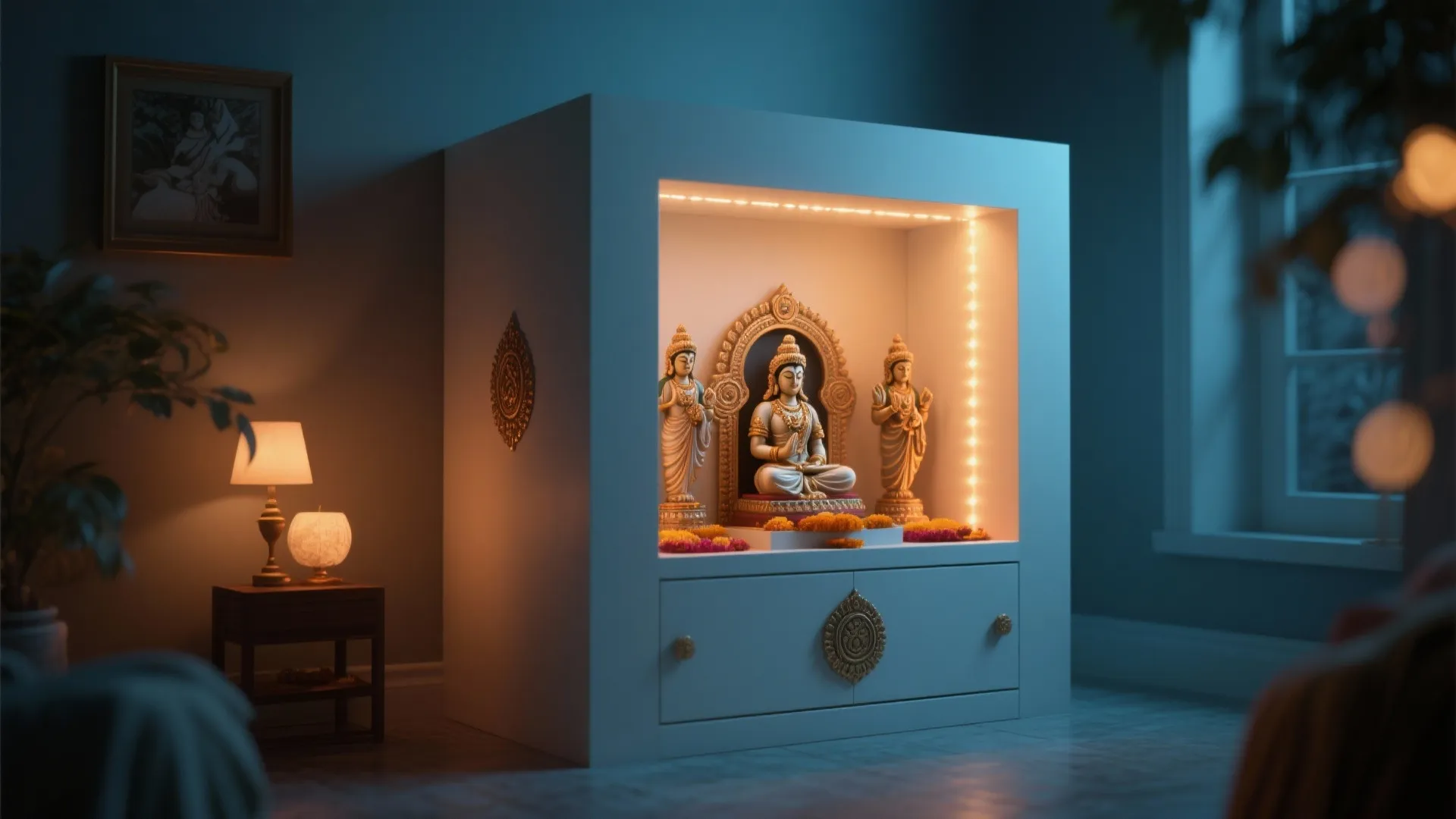 LED-lit Modern Pooja Box