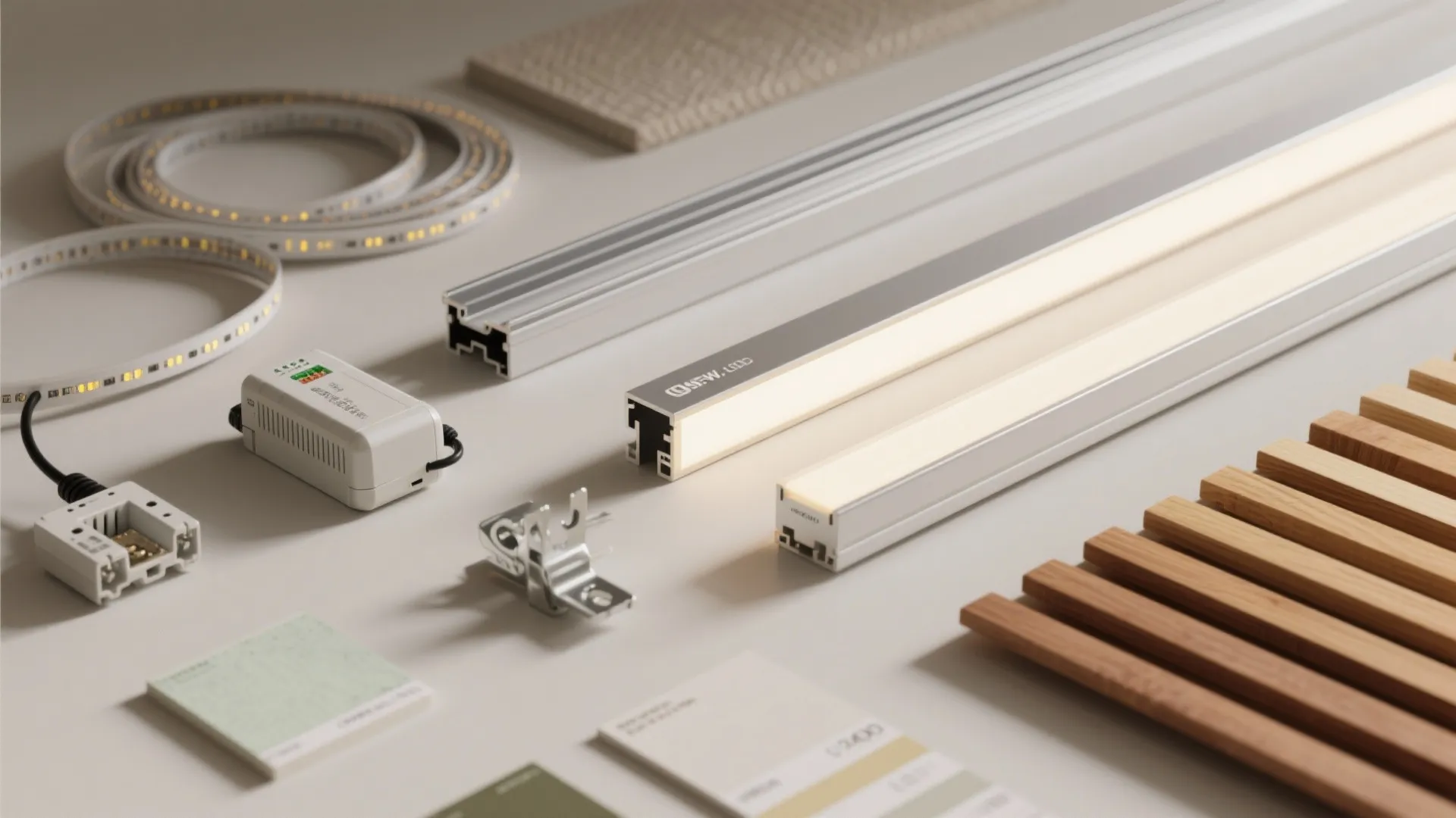 Wall-integrated LED strips for indirect glow