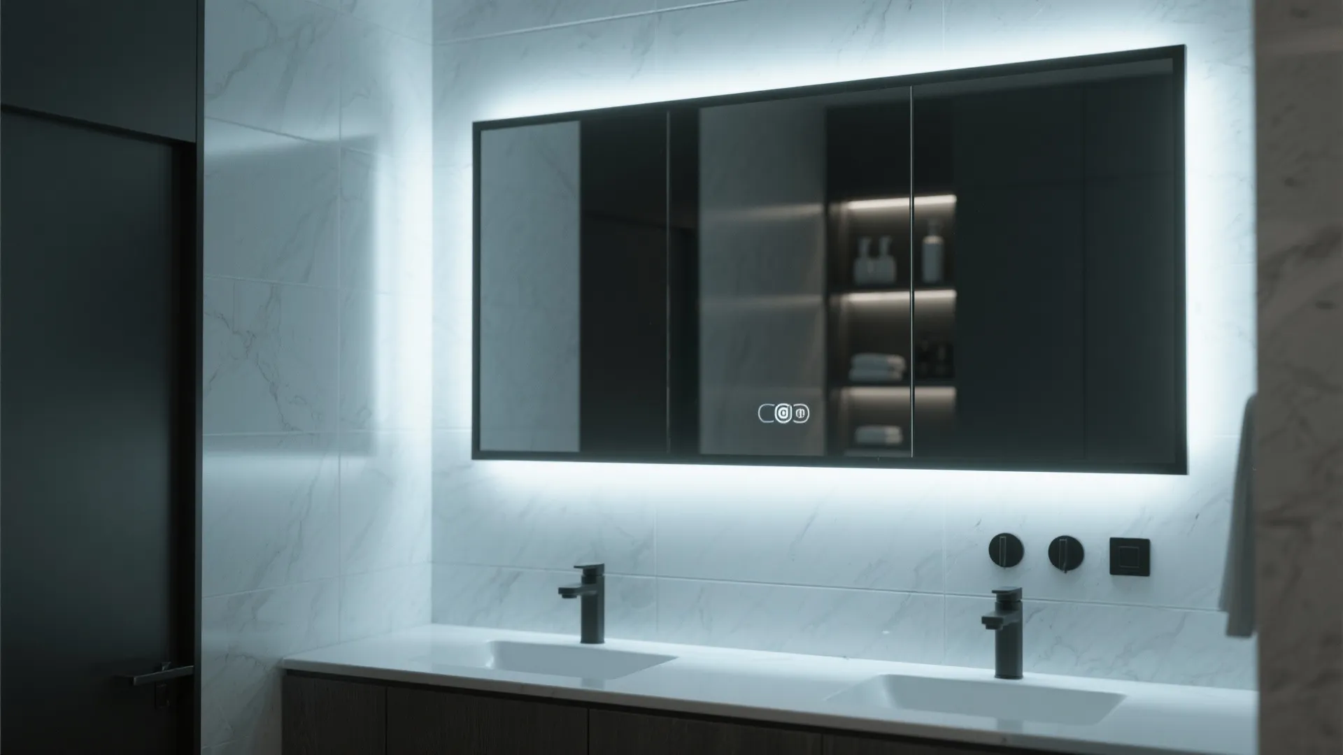 5. Integrated black LED mirror or backlit vanity