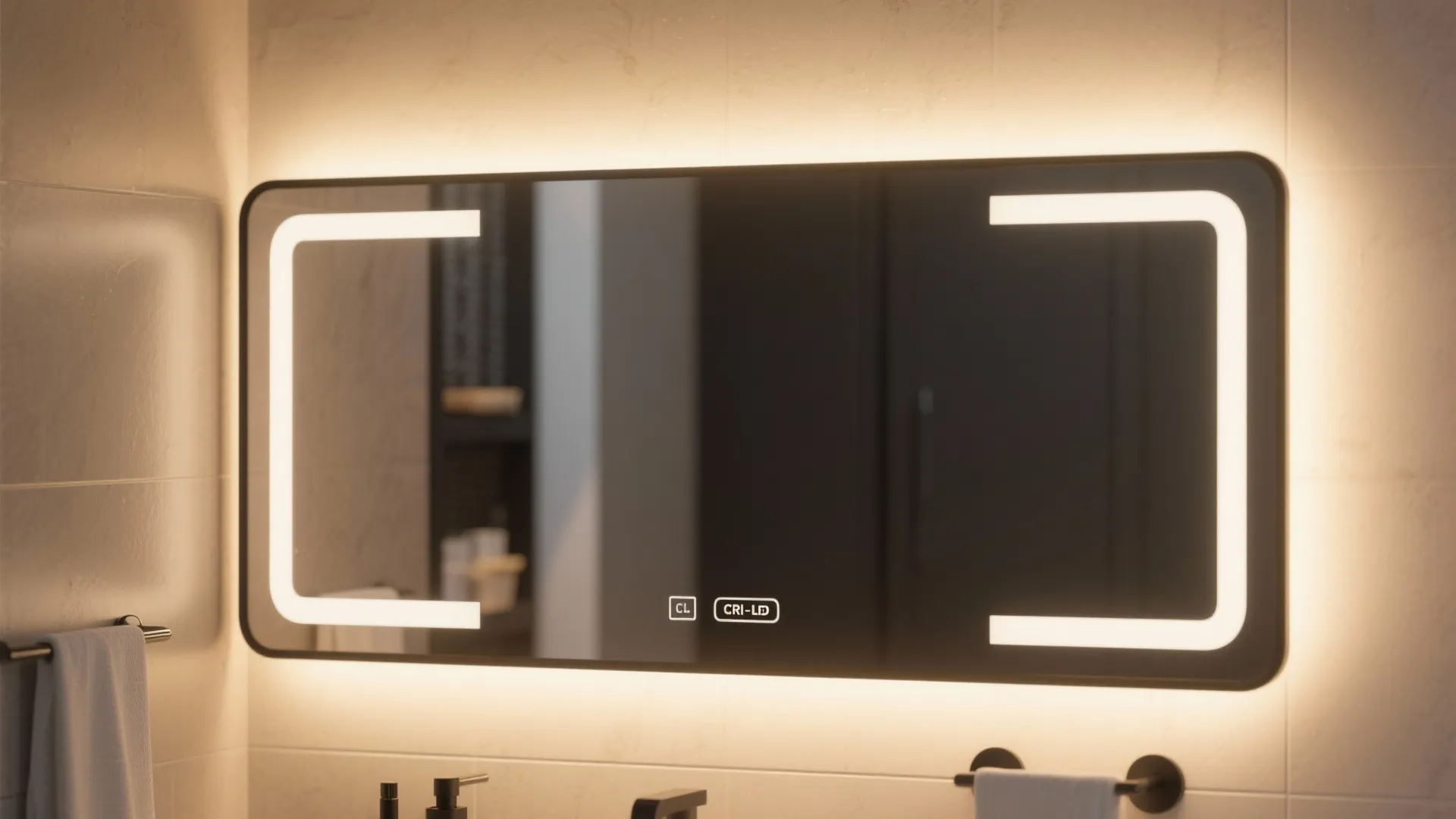 5. LED Mirror Lights with Matte Black Frames