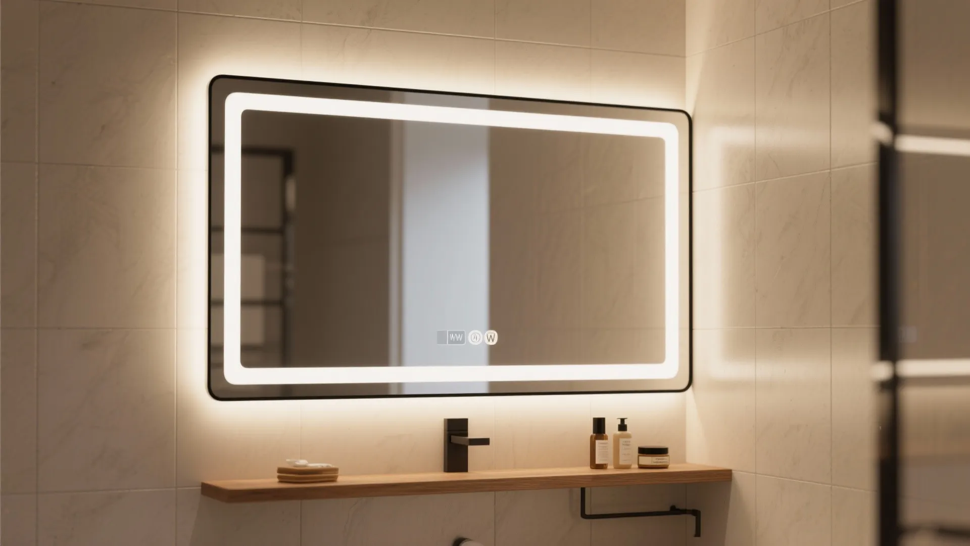 4. Integrated LED mirror with black trim
