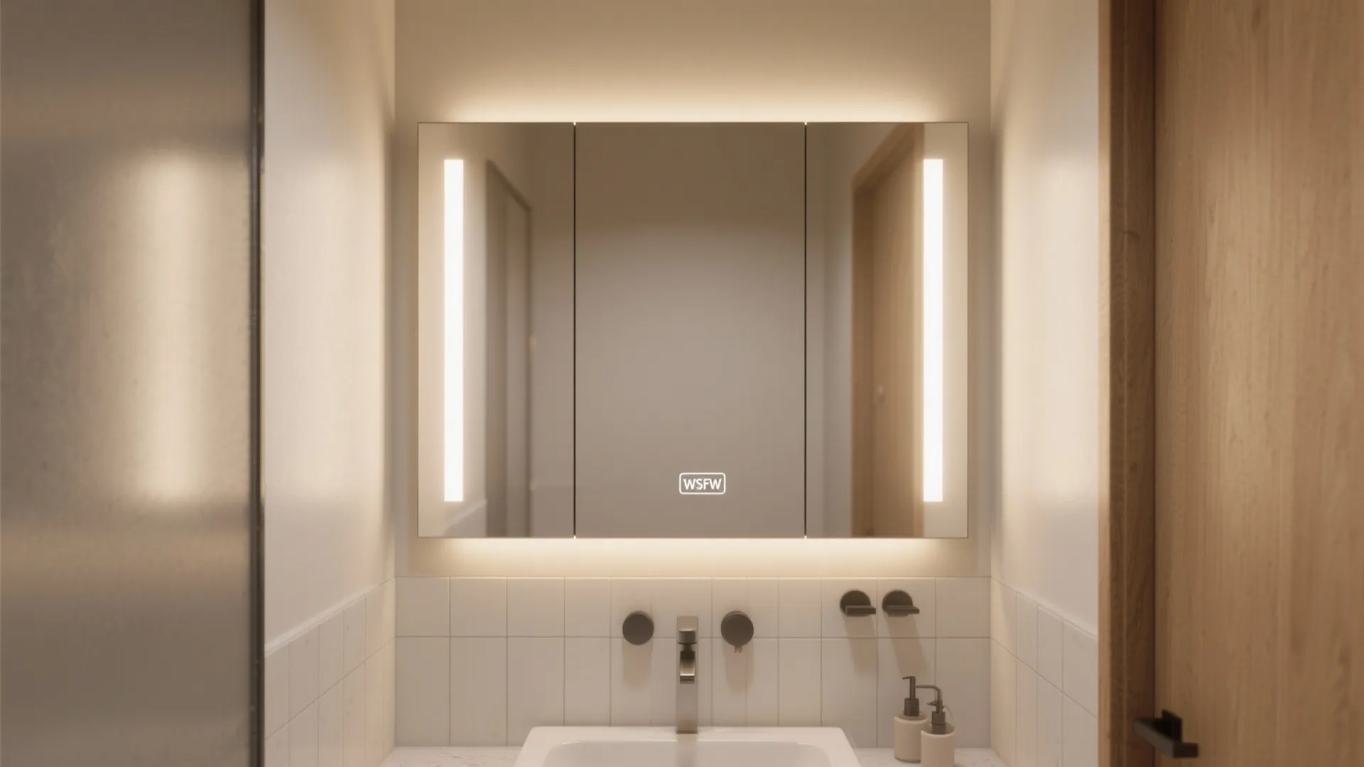 Integrated Lighting Around the Mirror Cabinet