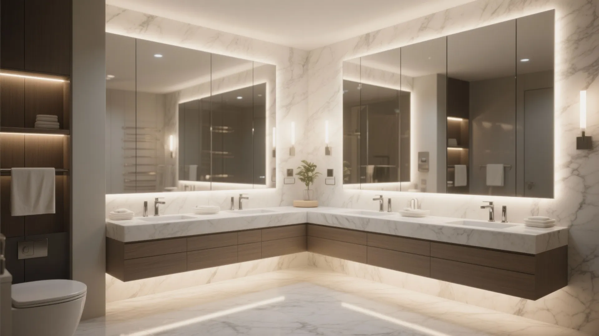 10. LED Backlit Mirror Wall