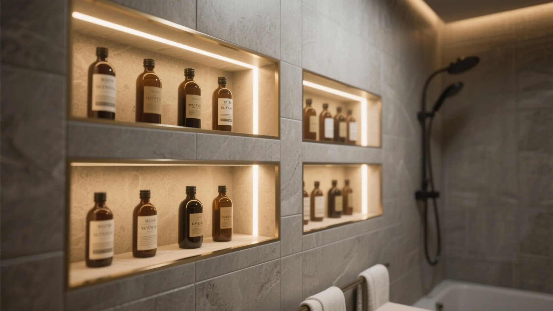 Recessed niches with hidden LEDs