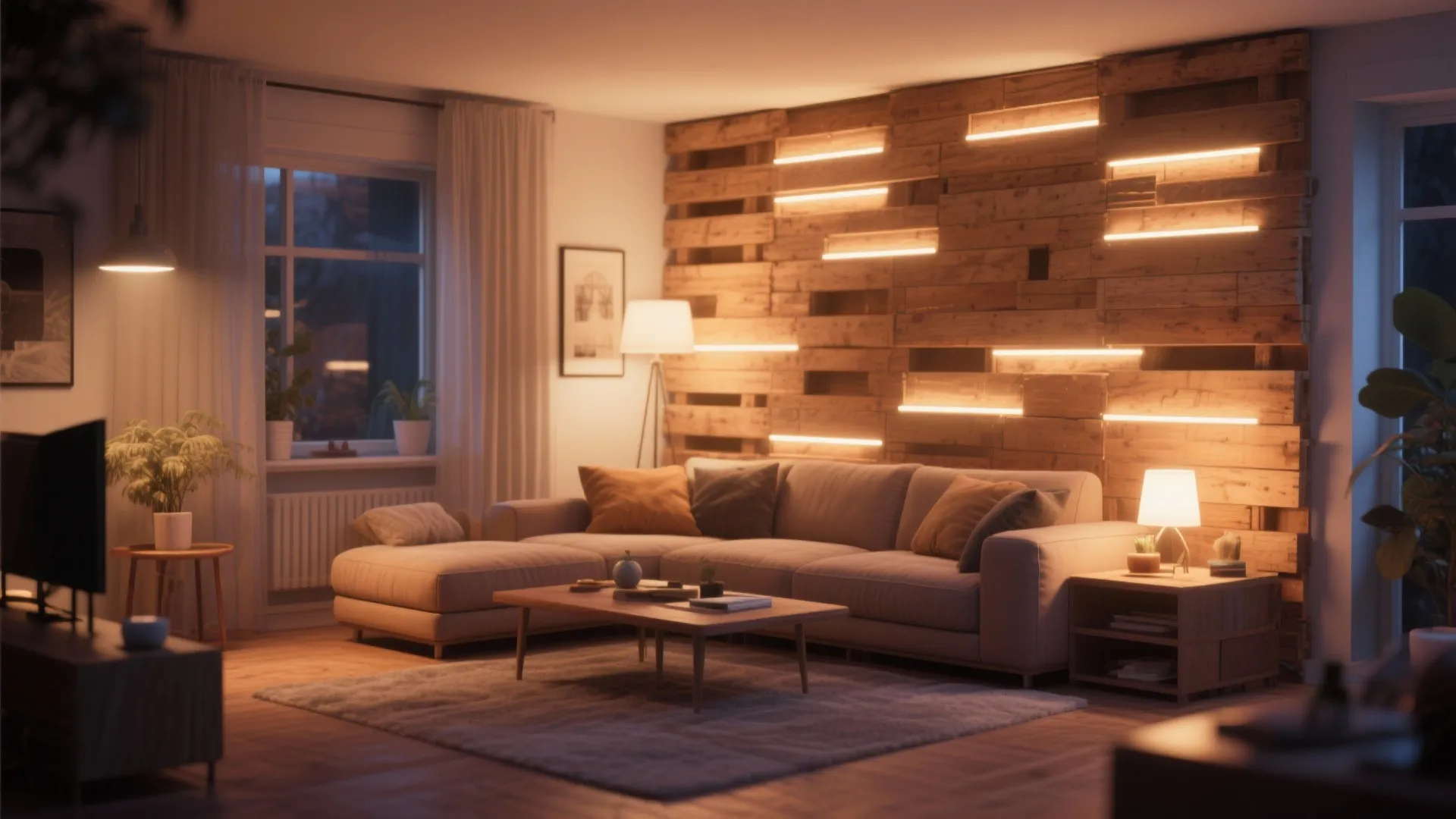 7. Pallet Wall with LED Backlighting