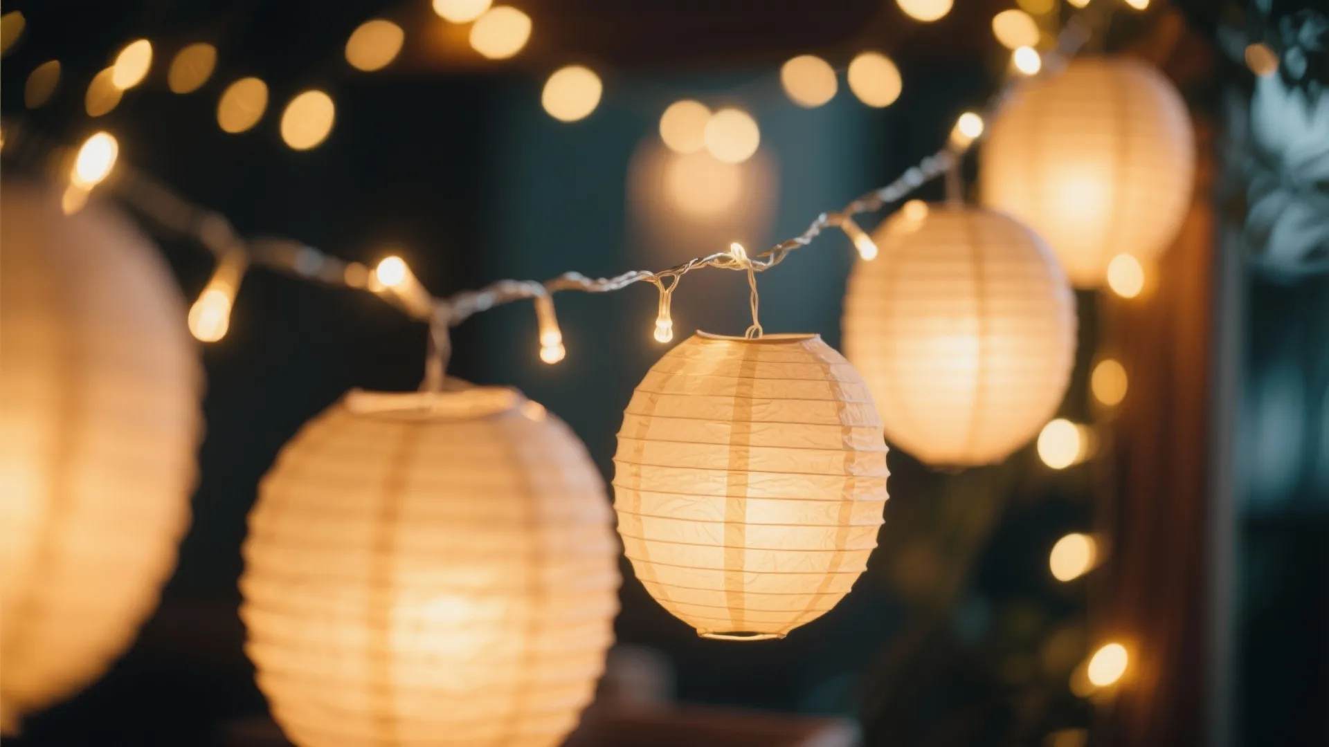LED String Lights with Paper Lanterns
